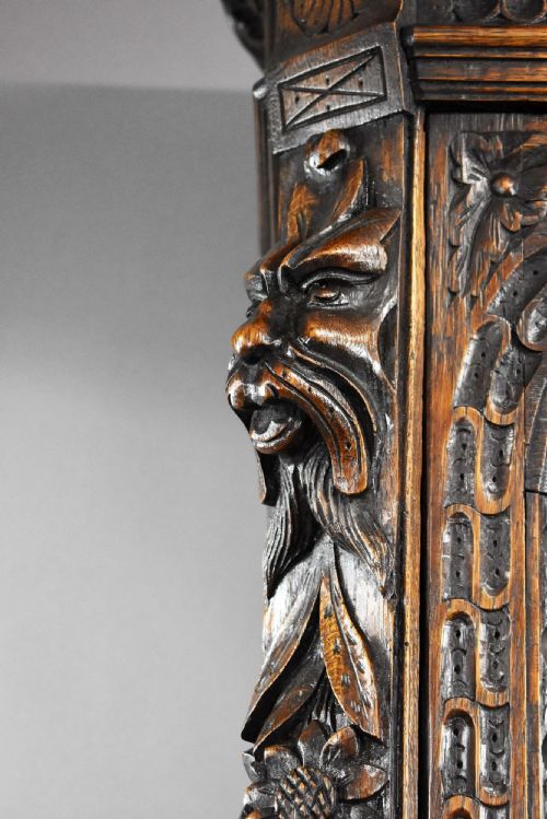 VICTORIAN CARVED OAK BOOKCASE - ADDITIONAL PHOTO 10
