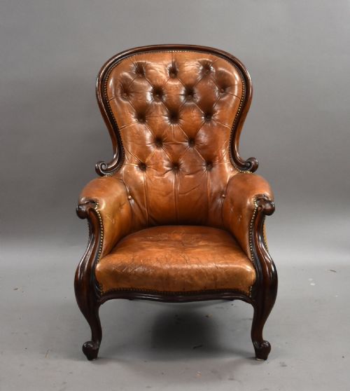 VICTORIAN LEATHER ARMCHAIR - ADDITIONAL PHOTO 1