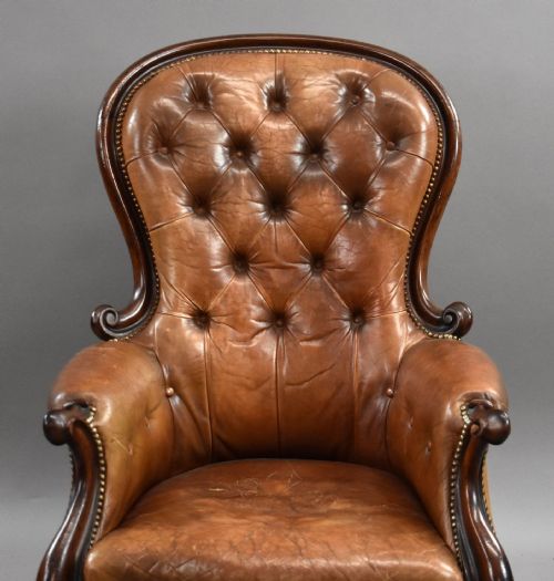 VICTORIAN LEATHER ARMCHAIR - ADDITIONAL PHOTO 2