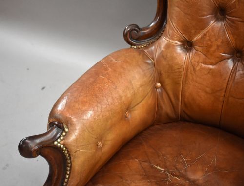 VICTORIAN LEATHER ARMCHAIR - ADDITIONAL PHOTO 4