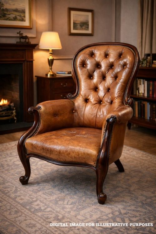VICTORIAN LEATHER ARMCHAIR - ADDITIONAL PHOTO 10