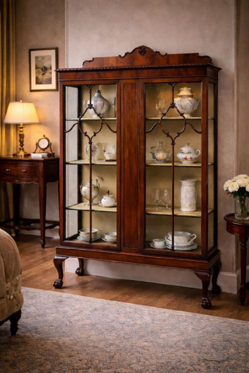EDWARDIAN MAHOGANY DISPLAY CABINET - ADDITIONAL PHOTO 7