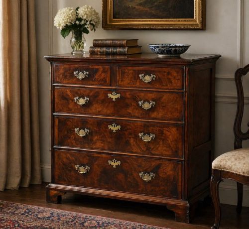 GEORGE III BURR WALNUT CHEST OF DRAWERS - ADDITIONAL PHOTO 8