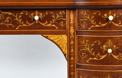VICTORIAN SHERATON REVIVAL MARQUETRY INLAID CARLTON HOUSE DESK - ADDITIONAL PHOTO 11
