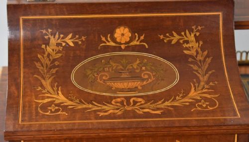 VICTORIAN SHERATON REVIVAL MARQUETRY INLAID CARLTON HOUSE DESK - ADDITIONAL PHOTO 13