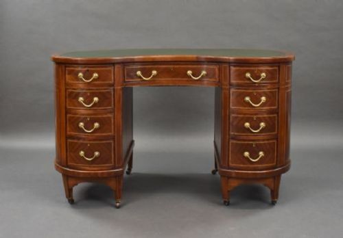 VICTORIAN MAHOGANY KIDNEY SHAPED DESK BY WOLFE HOLLANDER - ADDITIONAL PHOTO 1