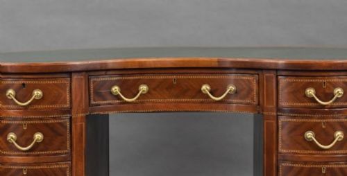 VICTORIAN MAHOGANY KIDNEY SHAPED DESK BY WOLFE HOLLANDER - ADDITIONAL PHOTO 3