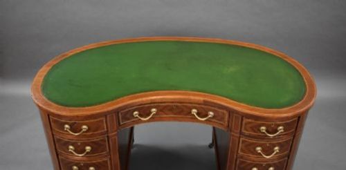 VICTORIAN MAHOGANY KIDNEY SHAPED DESK BY WOLFE HOLLANDER - ADDITIONAL PHOTO 5