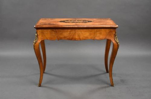 VICTORIAN BURR WALNUT MARQUETRY INLAID CARD TABLE - ADDITIONAL PHOTO 3