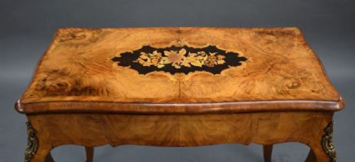 VICTORIAN BURR WALNUT MARQUETRY INLAID CARD TABLE - ADDITIONAL PHOTO 6