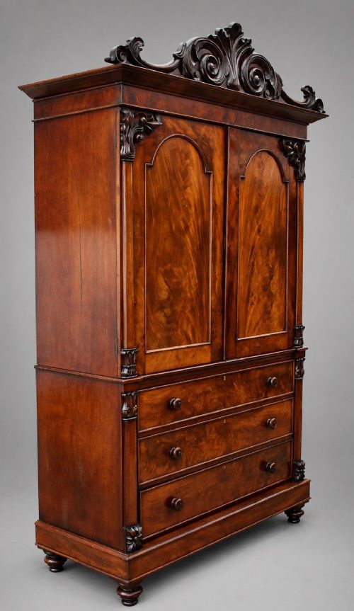 WILLIAM IV FLAME MAHOGANY LINEN PRESS