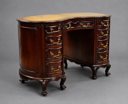 VICTORIAN MAHOGANY KIDNEY SHAPED DESK