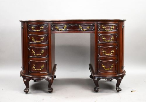 VICTORIAN MAHOGANY KIDNEY SHAPED DESK - ADDITIONAL PHOTO 2