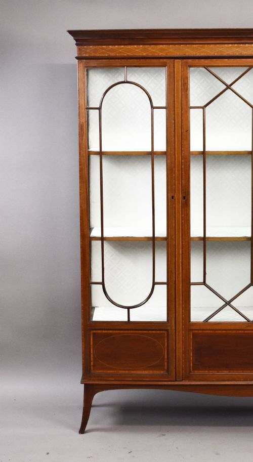 EDWARDIAN MAHOGANY INLAID DISPLAY CABINET - ADDITIONAL PHOTO 1