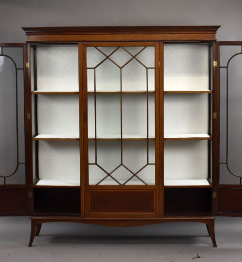 EDWARDIAN MAHOGANY INLAID DISPLAY CABINET - ADDITIONAL PHOTO 8