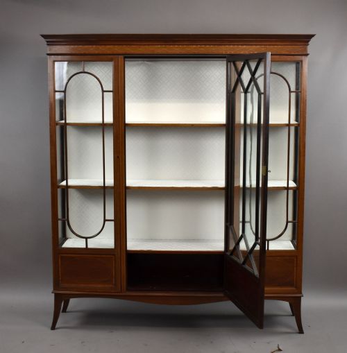 EDWARDIAN MAHOGANY INLAID DISPLAY CABINET - ADDITIONAL PHOTO 9