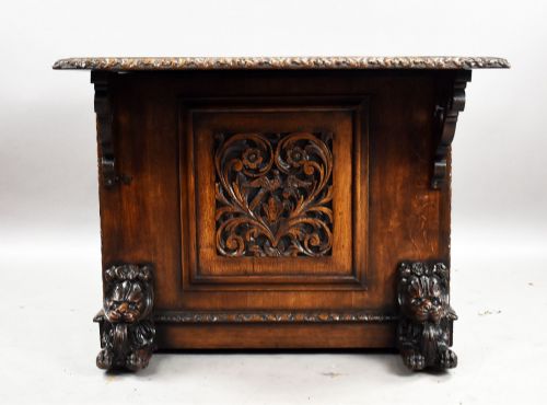 VICTORIAN CARVED OAK PARTNERS WRITING TABLE - ADDITIONAL PHOTO 2