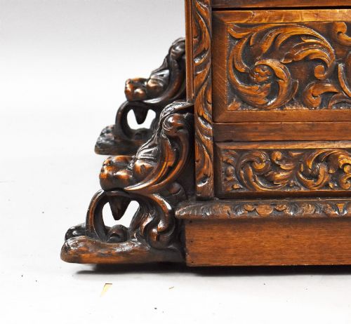 VICTORIAN CARVED OAK PARTNERS WRITING TABLE - ADDITIONAL PHOTO 5