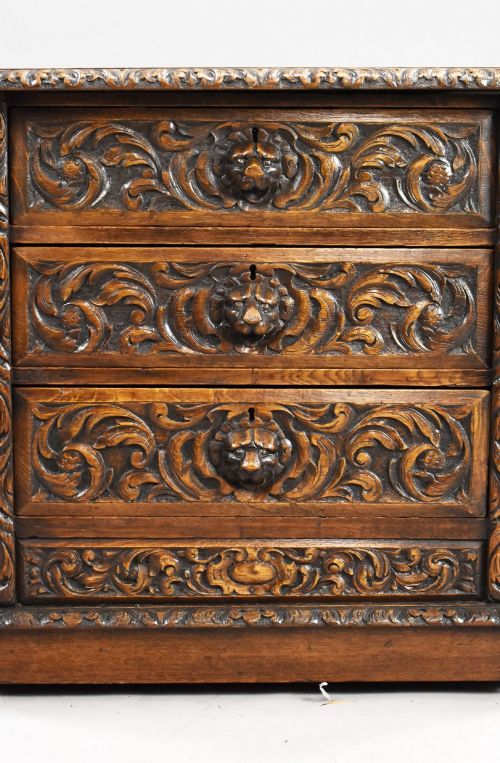 VICTORIAN CARVED OAK PARTNERS WRITING TABLE - ADDITIONAL PHOTO 6
