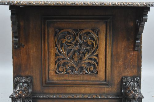 VICTORIAN CARVED OAK PARTNERS WRITING TABLE - ADDITIONAL PHOTO 7