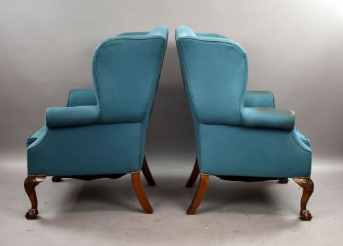 PAIR OF ANTIQUE WING BACK ARMCHAIRS - ADDITIONAL PHOTO 5