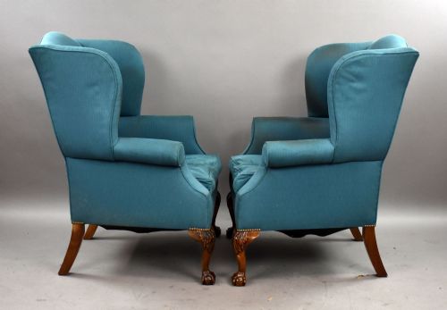 PAIR OF ANTIQUE WING BACK ARMCHAIRS - ADDITIONAL PHOTO 7
