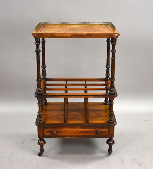 VICTORIAN BURR WALNUT INLAID CANTERBURY - ADDITIONAL PHOTO 1