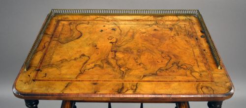VICTORIAN BURR WALNUT INLAID CANTERBURY - ADDITIONAL PHOTO 4