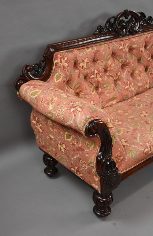 VICTORIAN MAHOGANY SETTEE - ADDITIONAL PHOTO 1