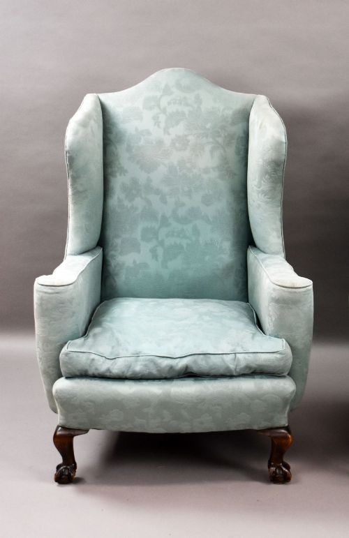 PAIR OF ANTIQUE WING BACK ARMCHAIRS - ADDITIONAL PHOTO 2