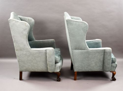 PAIR OF ANTIQUE WING BACK ARMCHAIRS - ADDITIONAL PHOTO 4