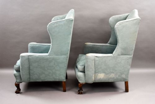 PAIR OF ANTIQUE WING BACK ARMCHAIRS - ADDITIONAL PHOTO 6