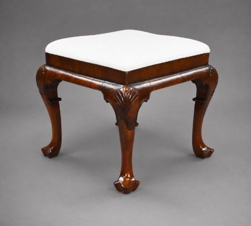 Antique Queen Anne Style Walnut Stool