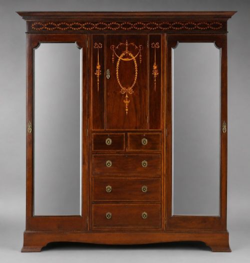 Edwardian Mahogany Inlaid Wardrobe