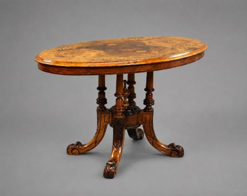 Victorian Burr Walnut Inlaid Coffee Table