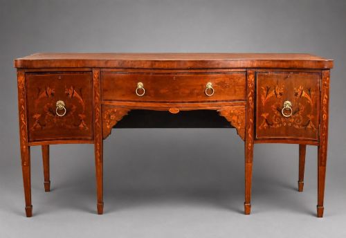 Antique Inlaid Serpentine Sideboard