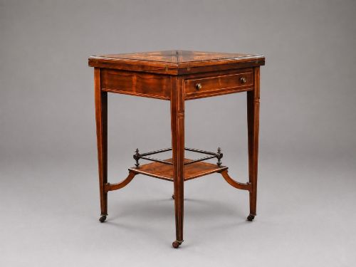 Edwardian Inlaid Rosewood Envelope Card Table