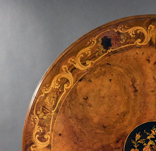 fig 2. Victorian Burr Walnut and Marquetry Circular Breakfast Table