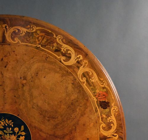 fig 3. Victorian Burr Walnut and Marquetry Circular Breakfast Table