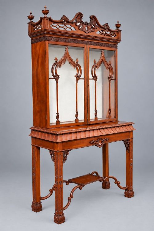 Late Victorian Chinese Chippendale Style Mahogany Display Cabinet