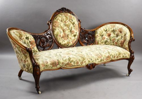 Victorian Walnut Carved Sofa/chaise