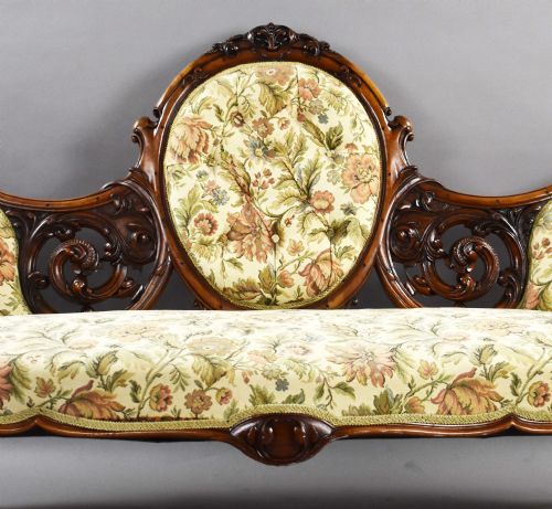 fig 3. Victorian Walnut Carved Sofa/Chaise
