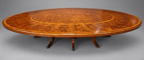 Magnificent Large Burr Walnut Extending Oval Dining Table
