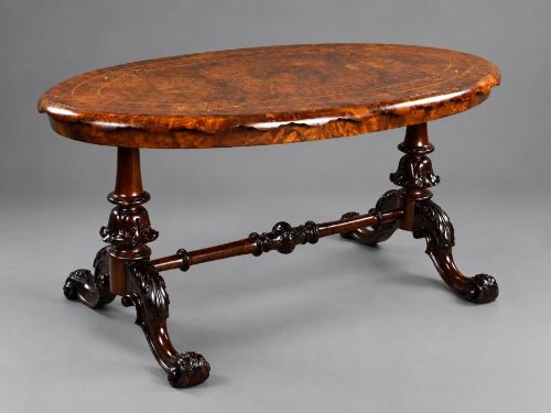 Victorian Burr Walnut Inlaid Coffee Table