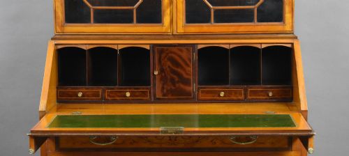 fig 4. Edwardian Satinwood and Marquetry Inlaid Bureau Bookcase