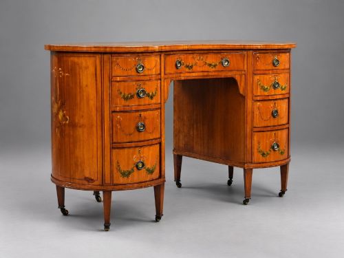 Edwardian Satinwood Kidney Shaped Writing Desk