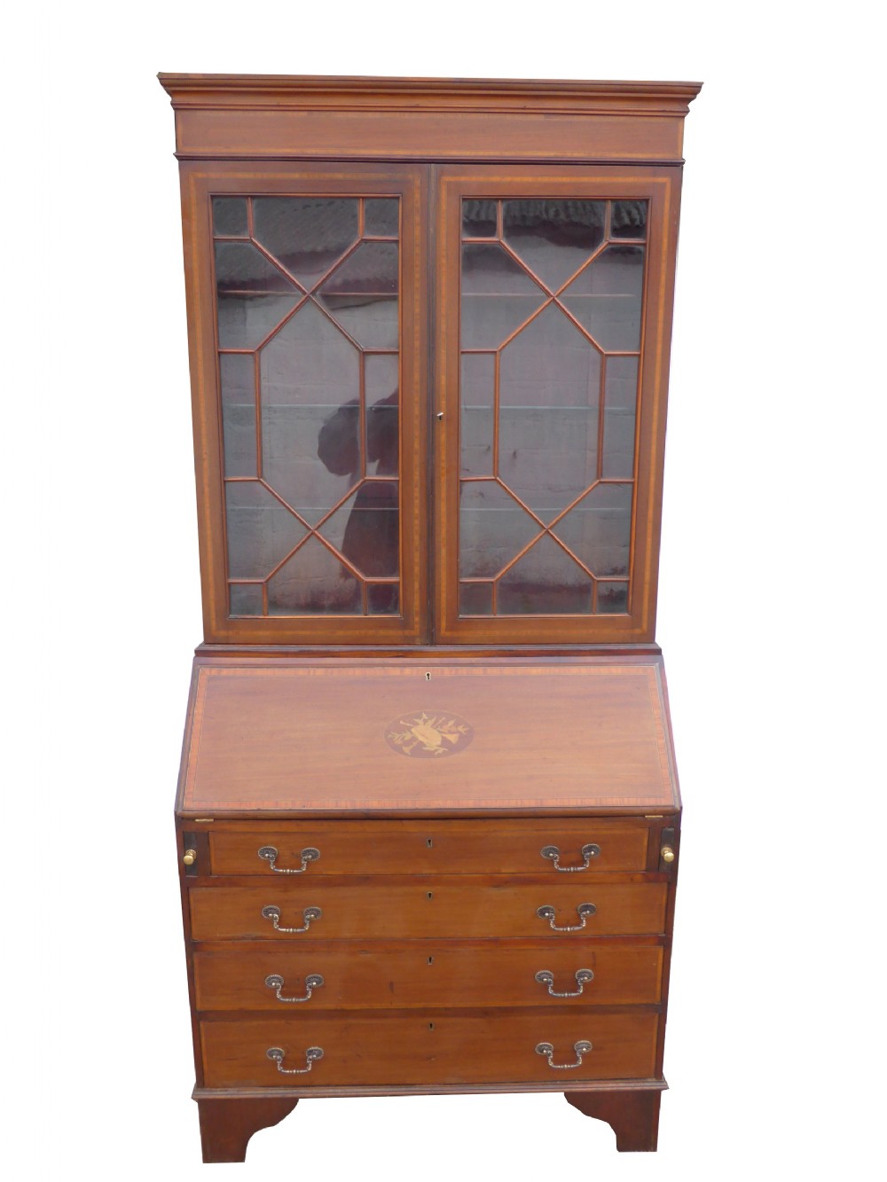 Edwardian Inlaid Bureau Bookcase
