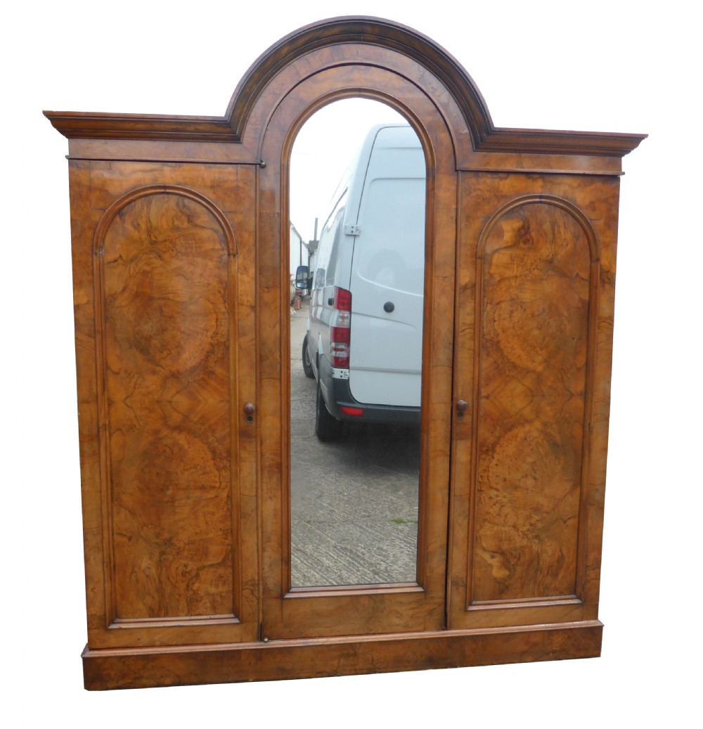 Victorian Burr Walnut Triple Wardrobe
