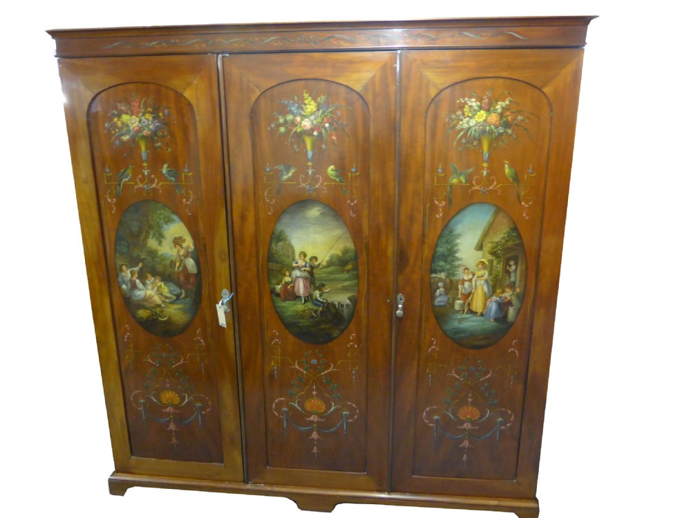 Victorian Hand Painted Triple Wardrobe