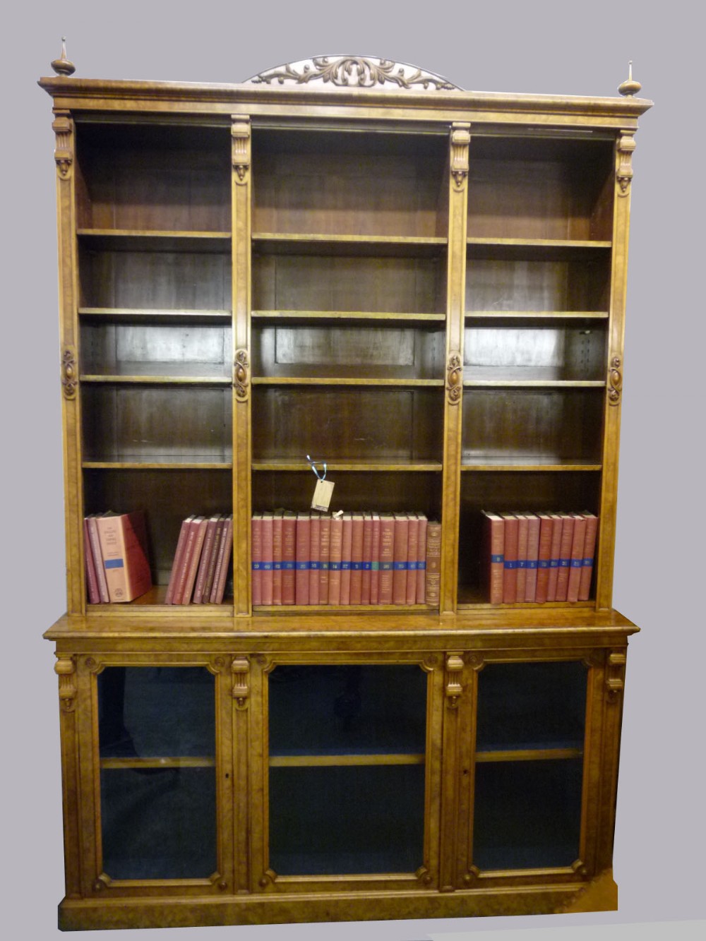 Large Victorian Burr Walnut Bookcase